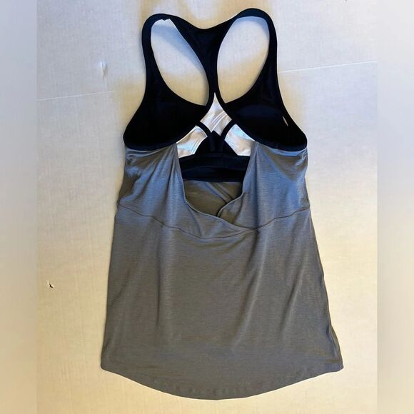 ATHLETA reach & restore grey fitted yoga athletic tank top Sz-XXS. B13 - Picture 7 of 12